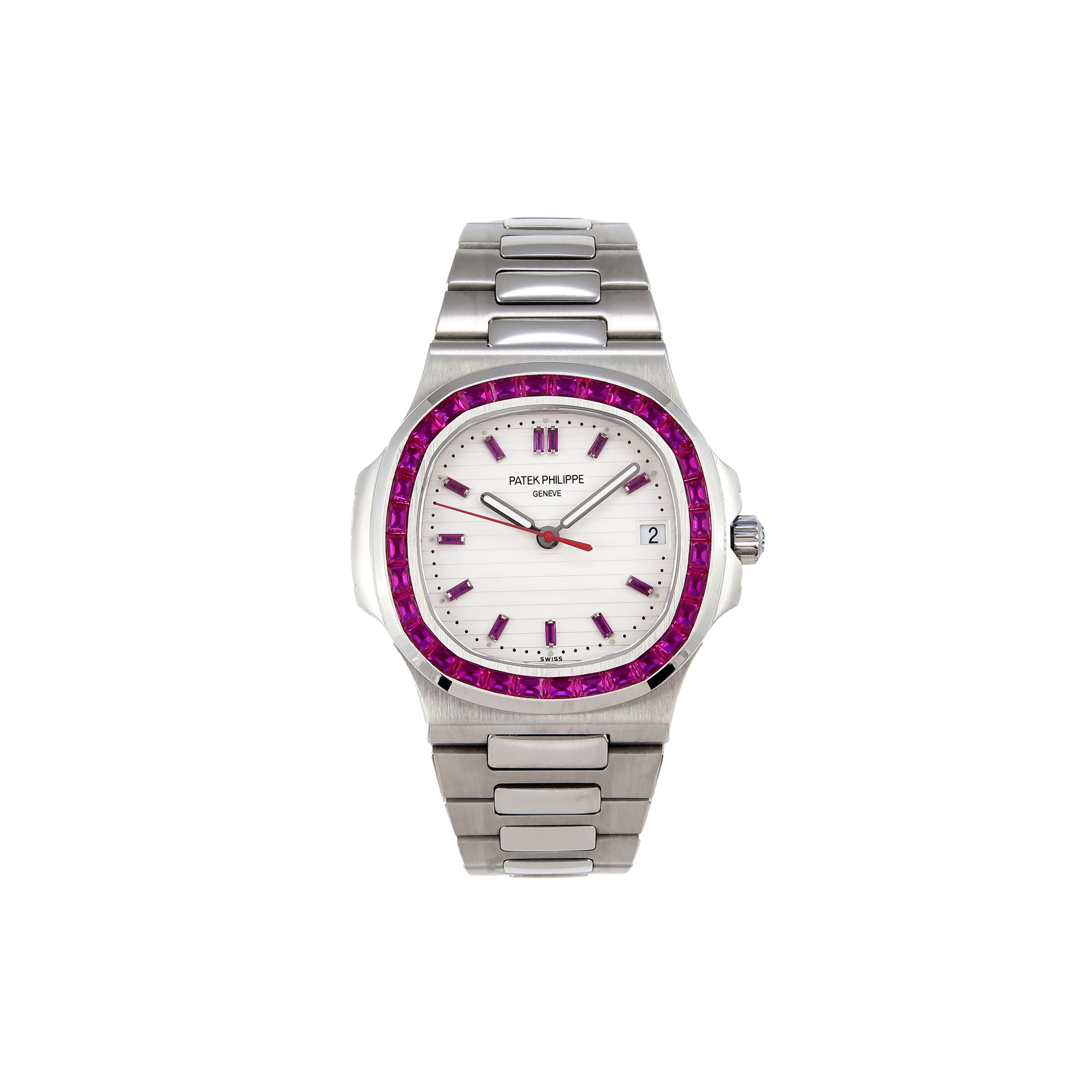p**ek ph**ppe nautilus edition white dial purple Di*m*nds bezel on watch 5711p